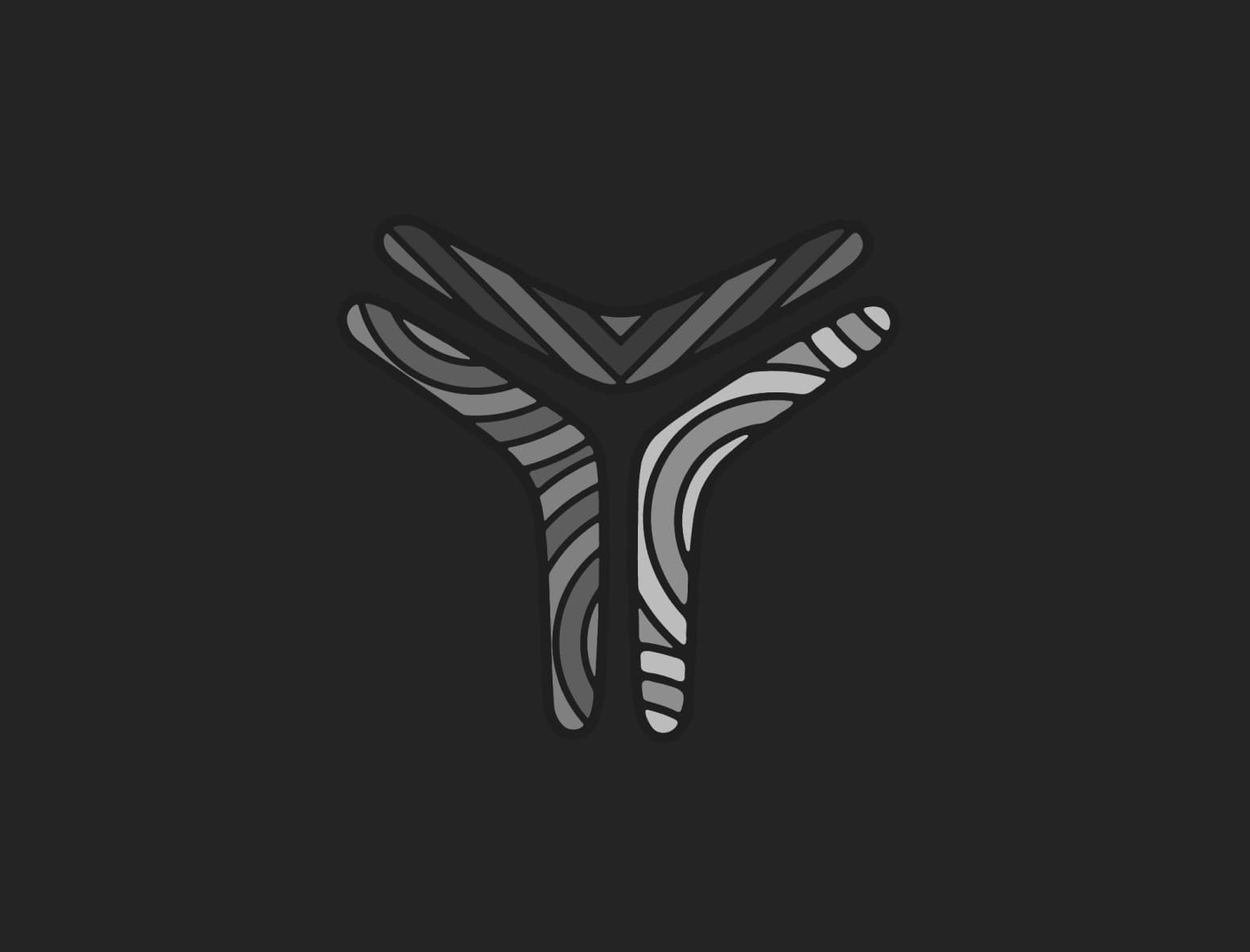 Three boomerangs that form part of the Yoorrook logo. They make a ‘Y’ to represent the word Yoorrook, the Wemba Wemba/Wamba Wamba word for truth.