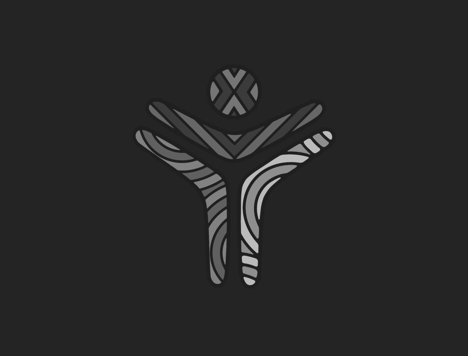 The gathering place (circle) and boomerangs from Yorrooks logo. They form the shape of a person, representing one’s cultural rights as a First Nations sovereign person with their arms wide open, ready to embrace the truth and offer support.