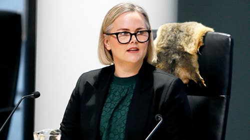Public Sector Commissioner Brigid Monagle, seated indoors and wearing a black blazer.