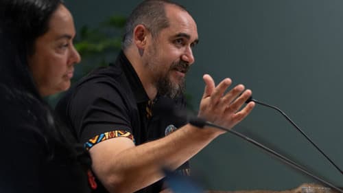 Co-Chair, First Peoples' Assembly of Victoria, Rueben Berg discussing land, sky and waters at a Yoorrook public hearing